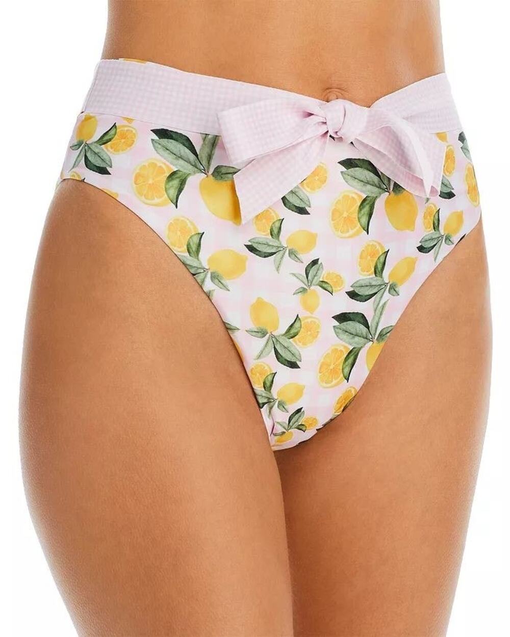 CAPITTANA Lina Bikini Bottom Size Large High Waist Lemon Vichy NWT Swim Beach